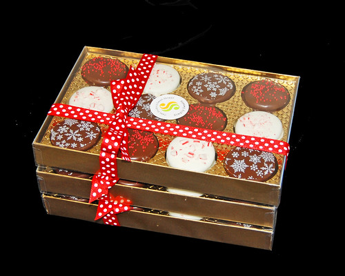 Holiday chocolate dipped oreo gift boxes
