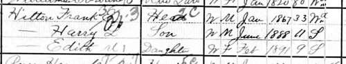 Edith Hilton 1900 Census Weymouth MA