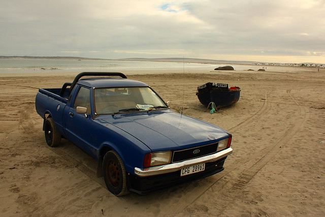 Ford Cortina bakkie on Paternoster's beach by Ryno du Plessis