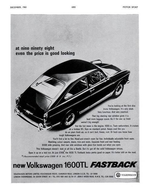 1966 Volkswagen 1600 TL Fastback UK 