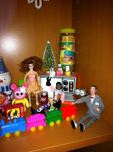 Holiday vignette: The Pee Wee's Playhouse friends playing with new toys