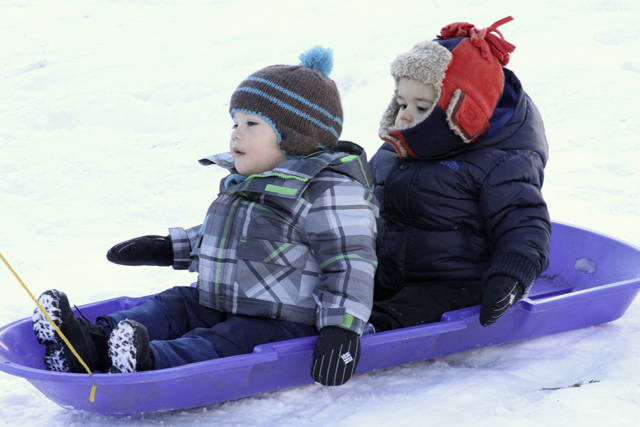 jc and damian on the sled
