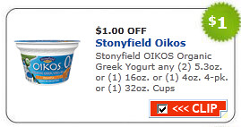 Stonyfield Oikos Organic Greek Yogurt Coupon