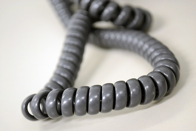 An extreme close-up of an easily recognisable, common object – Telephone cord