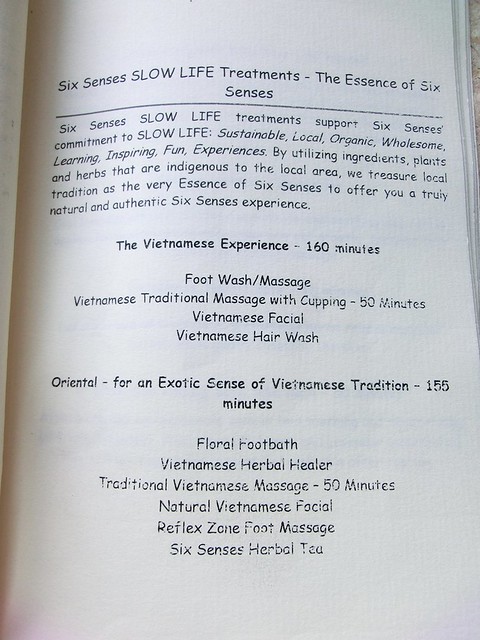 Six Senses Spa "treatment menu" 4