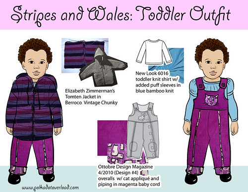 Stripes & Wales Sweater & Overalls toddler outfit sketch
