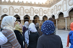 Anna Hershey and other students admire the architecture of a mosque