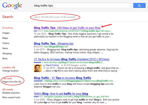 Blog Traffic Tips search phrase