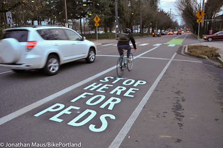 new markings on N Vancouver at Graham-2