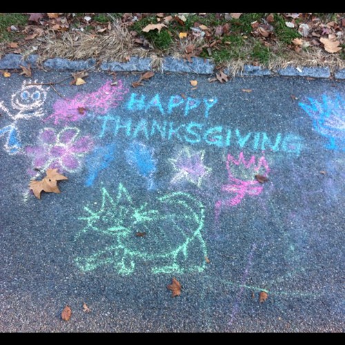 Happy Thanksgiving: A chalk drawing in Central Park