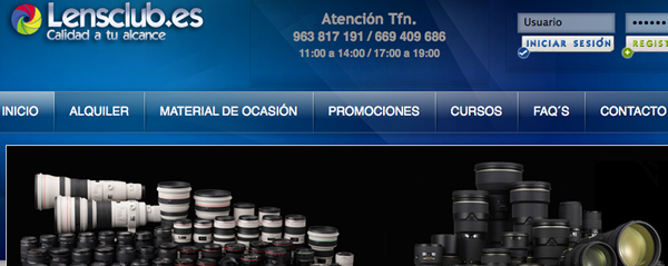 Captura web Lensclub.es