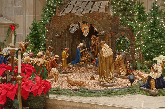 Saint Peter Cathedral, in Belleville, Illinois, USA - Christmas manger scene