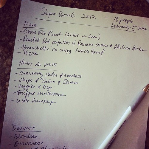 My final super bowl party menu. Time to get cooking…it's like thanksgiving for this party.