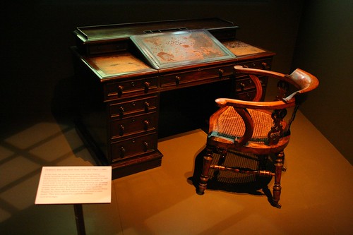 The famous desk where Dickens worked
