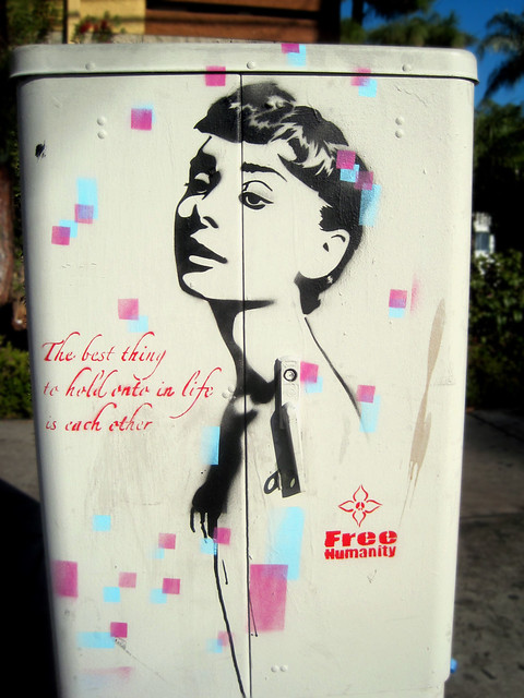 Free Humanity Audrey Hepburn Stencil on electric box