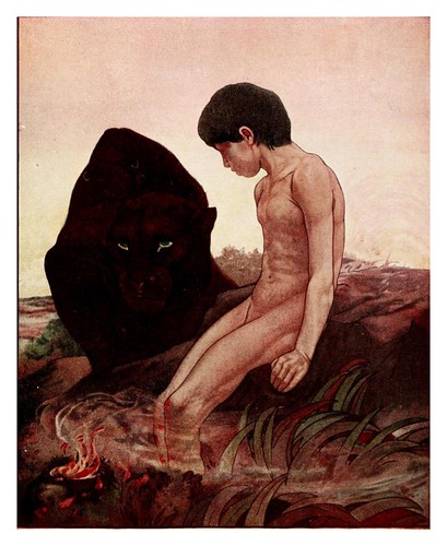 021-Mowgli y Bagheera- The jungle book 1913-Ilustrado por Edward Detmold