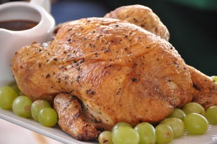 Chef Ed Quimson's Roast Jumbo Chicken With Grapes and Cranberry Jelly