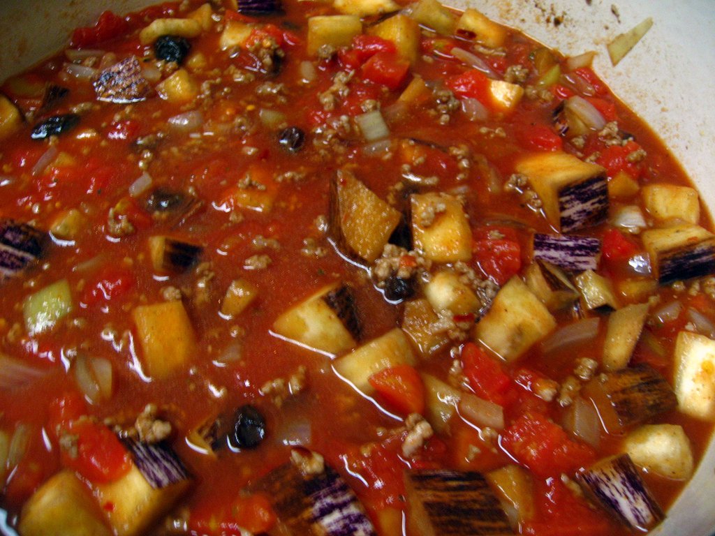 picadillo and eggplant soup