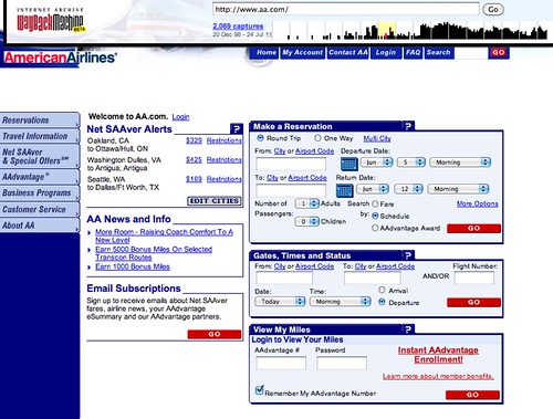 American Airlines Website 2002