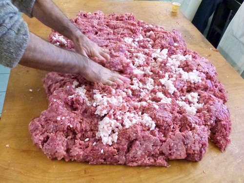 Adding fat to the salame