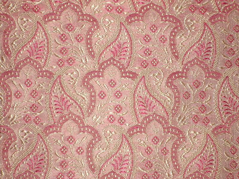 SILK BROCADE FABRIC Gold,Pink & Baby Pink color 44 BRO160[5] BY THE YARD