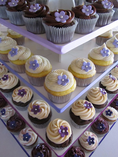 Purple Gradient Wedding Cupcake Tower
