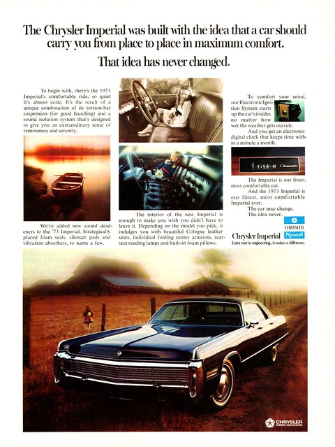 1973 Chrysler Imperial Ad Quiet and comfort were hallmarks of the 