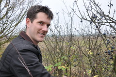 Rob picking sloe berries (with a Movember mo)