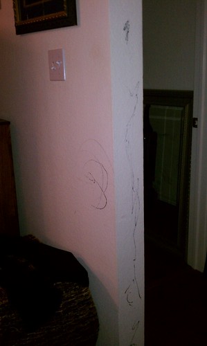 About 1/3 of the permanent marker decoration Isaac graced the walls and floor with by jbellis