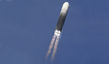 Пуск баллистической ракеты РС-18 с космодрома "Байконур"