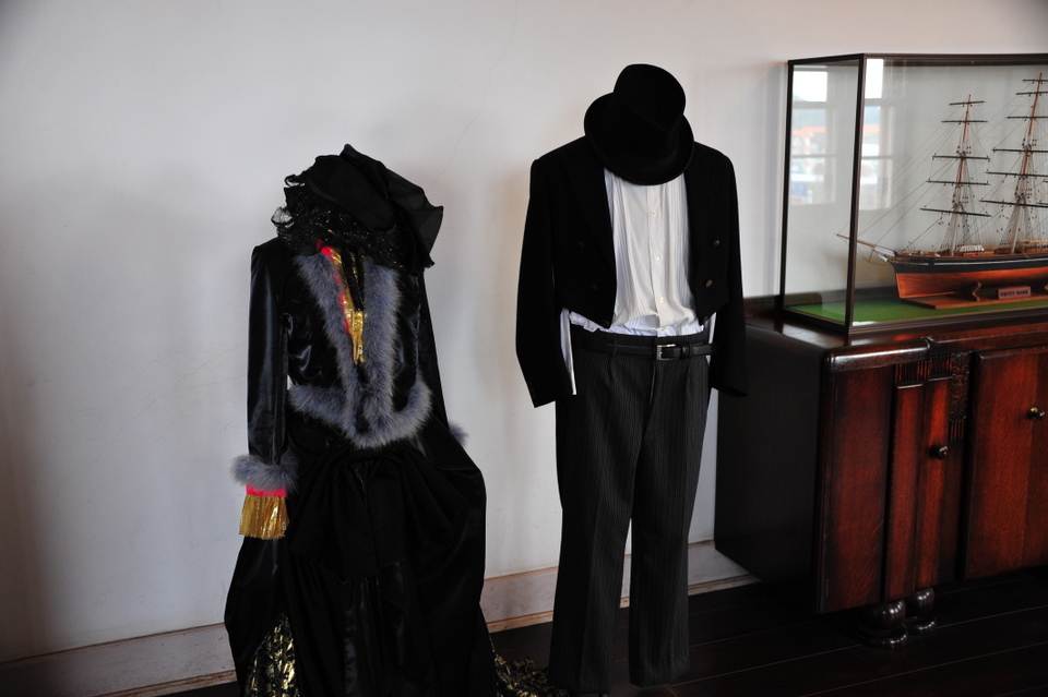 Some of the clothing from a past era on display