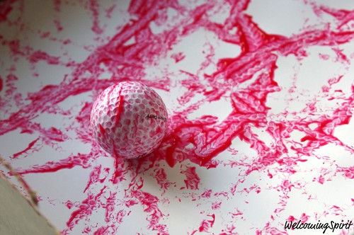 Red Art with Golf Ball