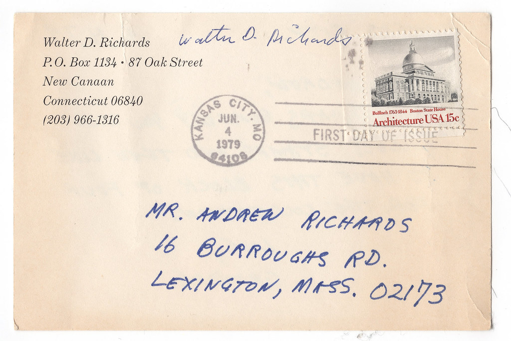 1st Day of Issue Stamp Bulfinch Boston State House 15c by Wally my Grandpa