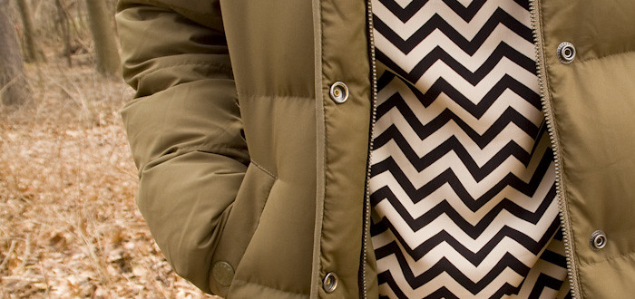 dashdotdotty, everly zigzag, chevrons, ootd, outfit blog, boots with socks, puffer, army green