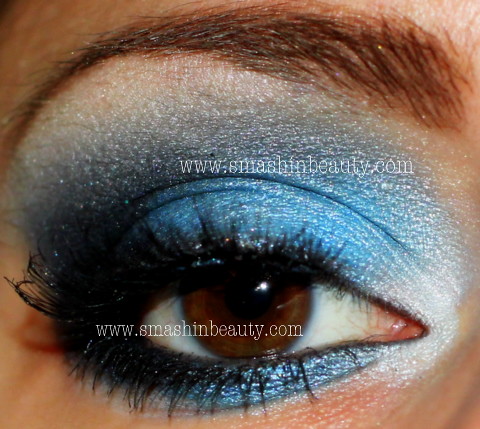 Blue silver white eyeshadow