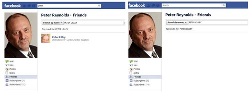 Peter Lilley MP removes Peter Reynolds as Facebook friend