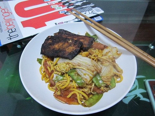 marinated tofu + noodles