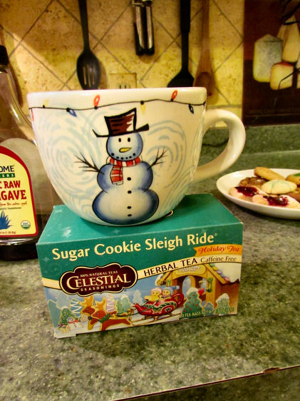 Snowman Mug and Sugar Cookie Sleigh Ride Tea