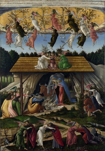 1086 x 749 cm The'Mystic Nativity' shows angels and men celebrating the