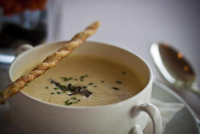 Dine Out 2012: Cafe Pacifica Restaurant - Queen Charlotte Seafood Chowder with wild rice, black pepper straw & fresh chives