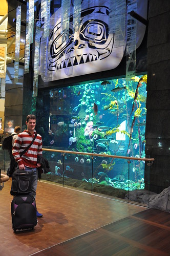 Vancouver airport departures lounge aquarium