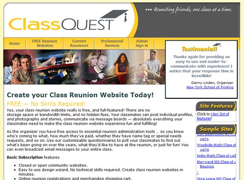 ClassQuest- FREE Class Reunion Websites