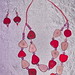 Tagua beads red and pink necklace with earrings