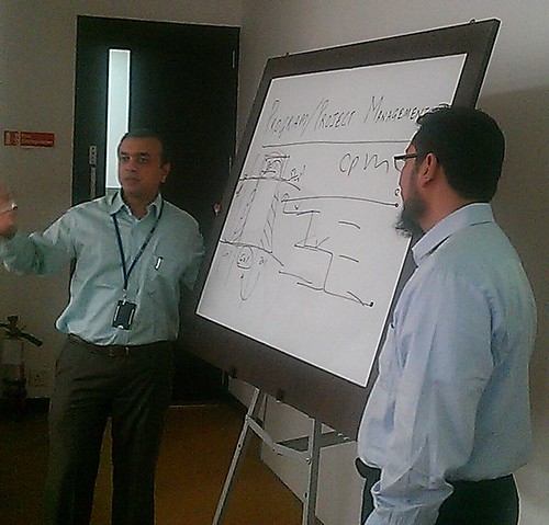 ritesh (mphasis) and sajid (octaware) standing shoulder to shoulder in the PM for NGOs workshop
