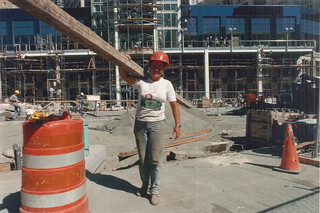 Construction worker at Westlake Center, 1988