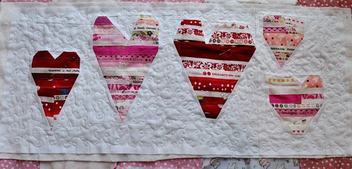 quilting on heart table runner