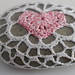 Heart Crochet Covered Beach Stone