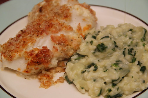 Sour Cream Cod and Cheesy Spinach Rice