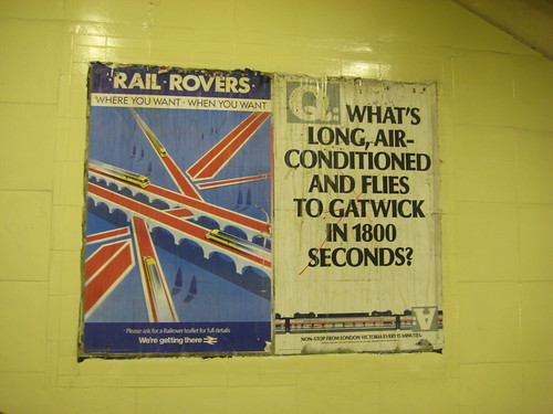 Old posters for Rail Rovers & Gatwick Express at Richmond Station