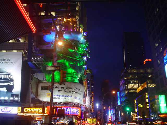 times square by night in new york city usa